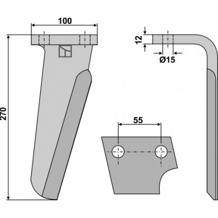 Зуб ротационной бороны, правый