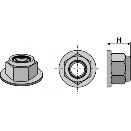 Стопорная гайка с буртиком - Polystop - М12х1,75 -8.8