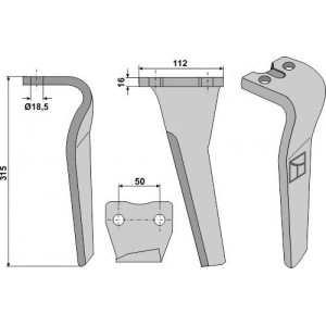 Зуб ротационной бороны, левый