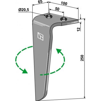 Зуб ротационной бороны, левый
