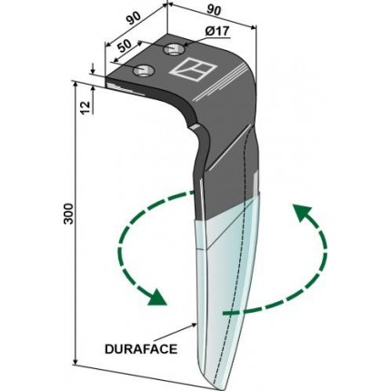 Зуб ротационной бороны - DURAFACE левый