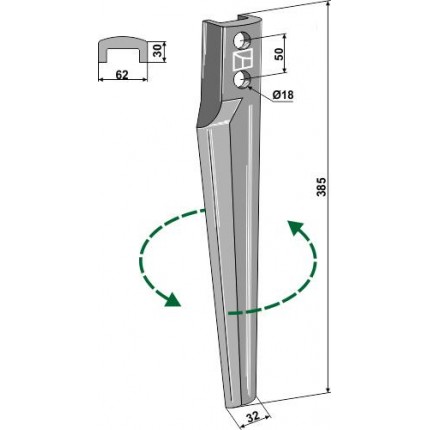 Зуб ротационной бороны