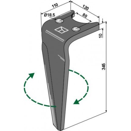 Зуб ротационной бороны, правый