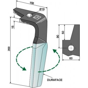 Зуб ротационной бороны - DURAFACE левый