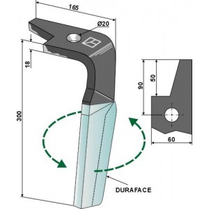 Зуб ротационной бороны - DURAFACE левый