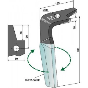 Зуб ротационной бороны - DURAFACE правый