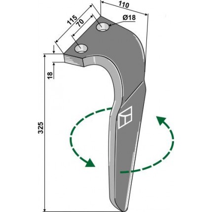 Зуб ротационной бороны, левый