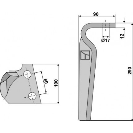 Зуб ротационной бороны, правый