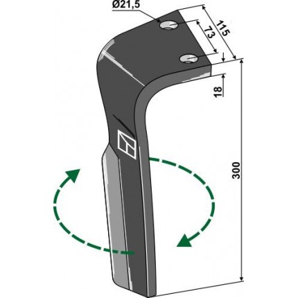 Зуб ротационной бороны, правый