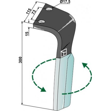 Зуб ротационной бороны DURAFACE левый