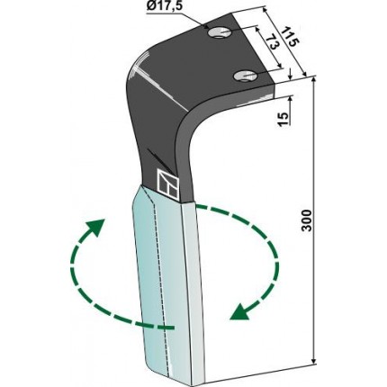 Зуб ротационной бороны DURAFACE правый