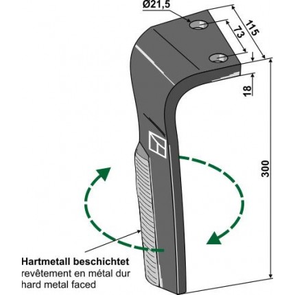 Зуб ротационной бороны, правый