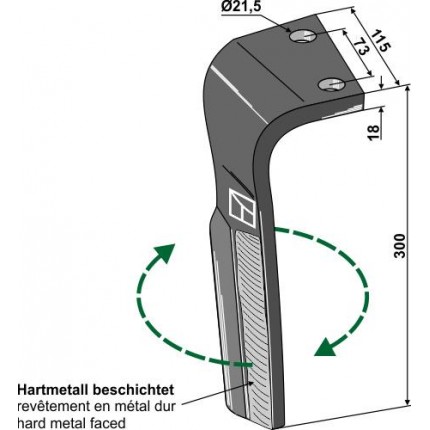 Зуб ротационной бороны, правый