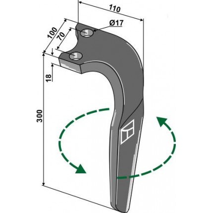 Зуб ротационной бороны, левый