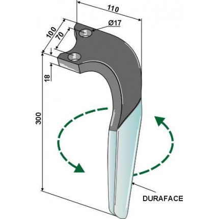 Зуб ротационной бороны левый