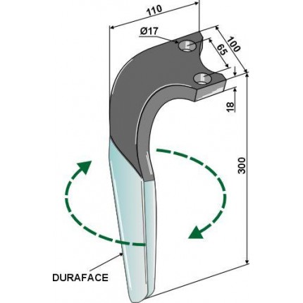 Зуб ротационной бороны правый