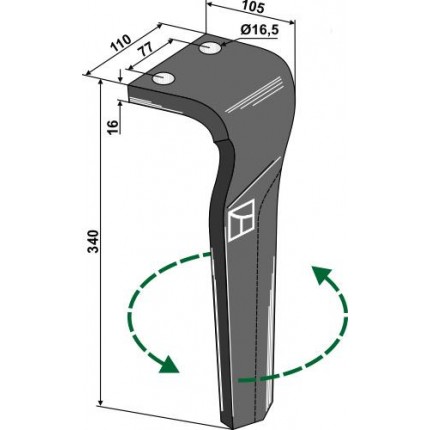 Зуб ротационной бороны, левый