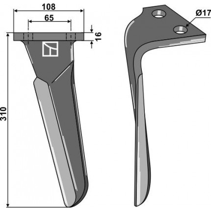 Зуб ротационной бороны, левый