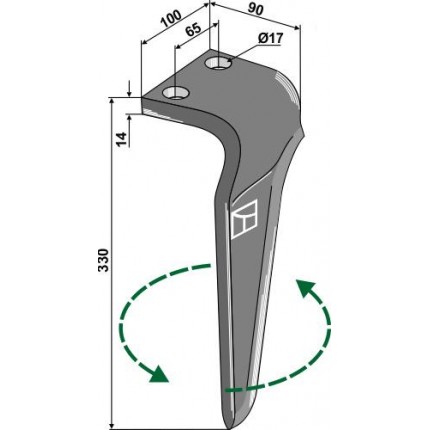 Зуб ротационной бороны, левый