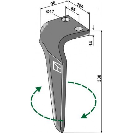 Зуб ротационной бороны, правый