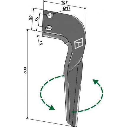 Зуб ротационной бороны, левый
