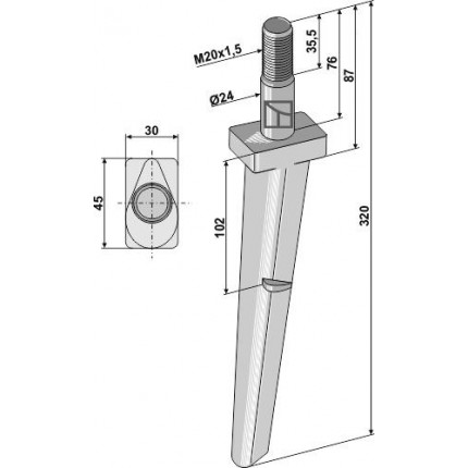Зуб ротационной бороны