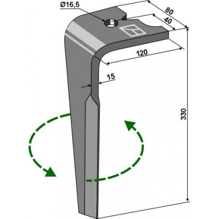 Зуб ротационной бороны, левый
