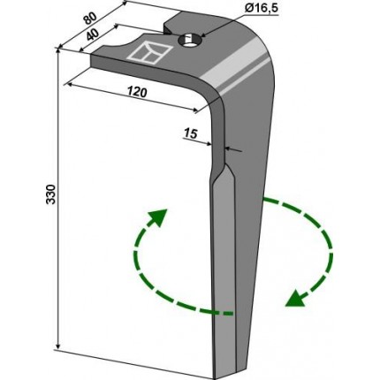 Зуб ротационной бороны, правый