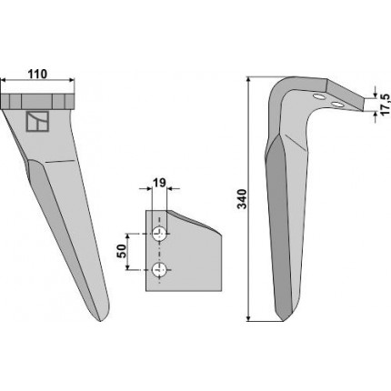Зуб ротационной бороны, левый