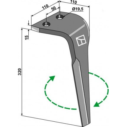 Зуб ротационной бороны, правый