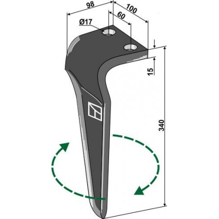 Зуб ротационной бороны - правое изготовление