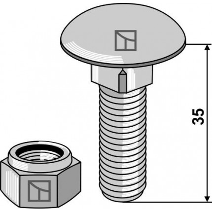 Болт М12х1,75х35 - 8.8 с гайкой