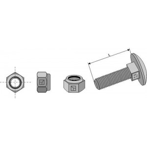 Болт с полукруглой низкой головкой и самостопорящейся гайкой - M12 x 1,75 - 8.8