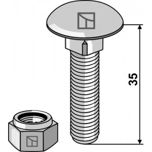 Болт с круглой плоской головкой со стопорной гайкой M10 x 1,5 - 8.8
