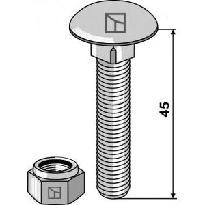 Болт с круглой плоской головкой со стопорной гайкой M10 x 1,5 - 8.8