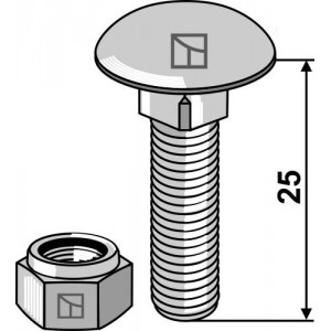 Болт с круглой плоской головкой со стопорной гайкой M8 x 1,25 - 8.8