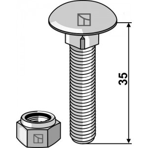 Болт с круглой плоской головкой со стопорной гайкой M8 x 1,25 - 8.8