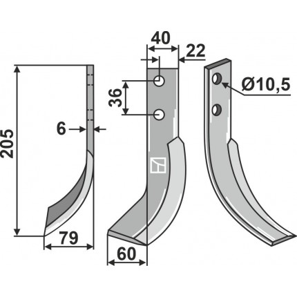 Фрезерный нож, левый