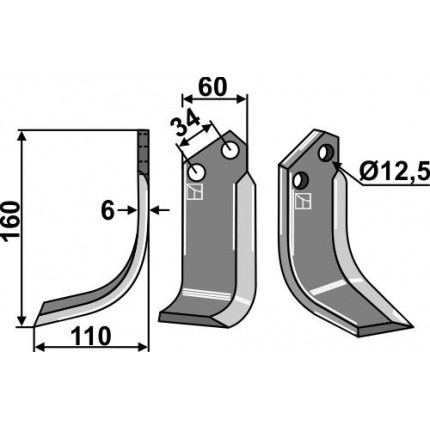 Фрезерный нож, левый