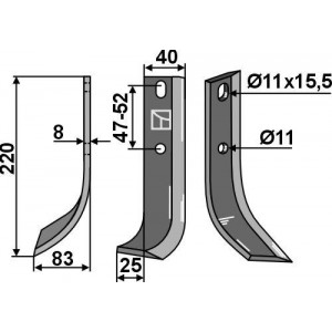 Фрезерный нож, левый