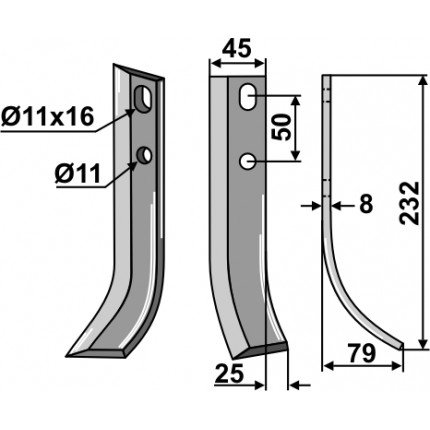 Фрезерный нож, правый