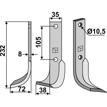 Фрезерный нож, левый