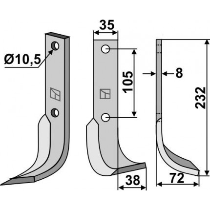 Фрезерный нож, правый