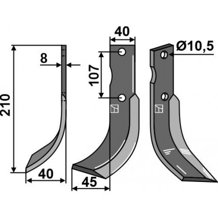 Фрезерный нож, левый
