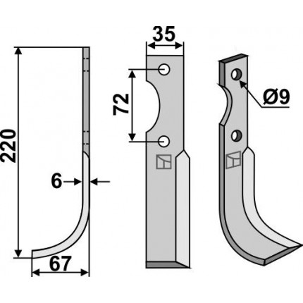 Фрезерный нож, левый