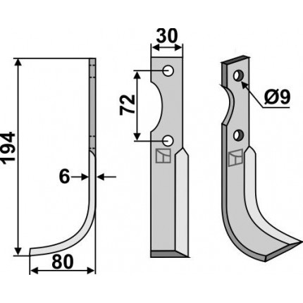 Фрезерный нож, левый