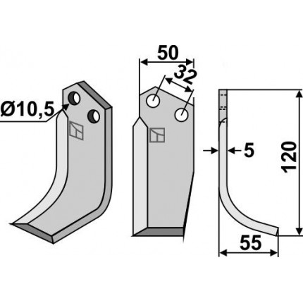 Фрезерный нож, правый