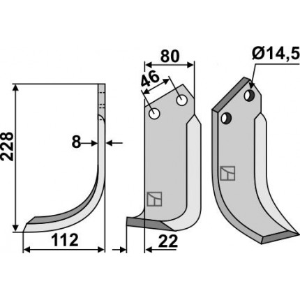 Фрезерный нож, левый
