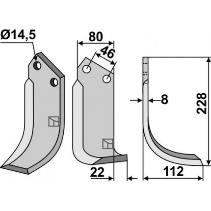 Фрезерный нож, правый