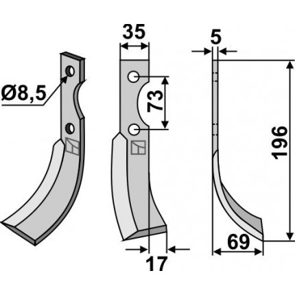 Фрезерный нож, правый